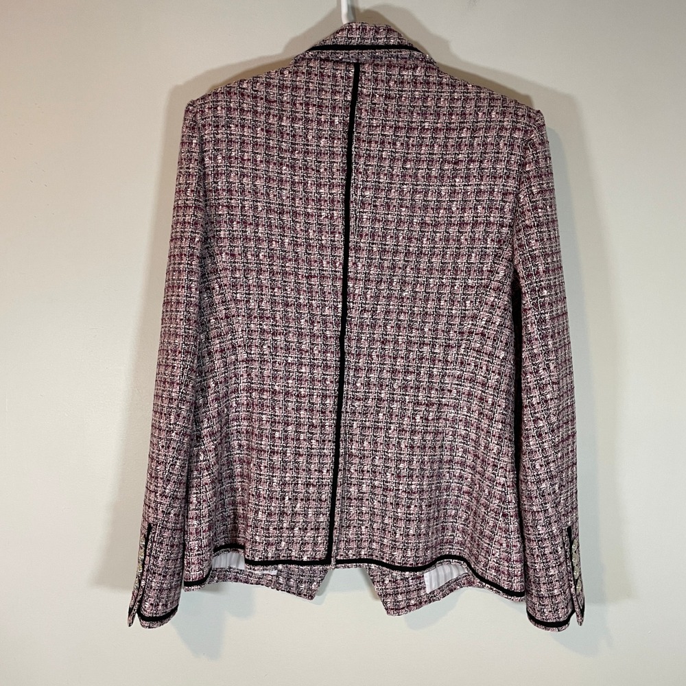 Veronica Beard Womens Size 12 Theron Pink Purple Tweed Double Breasted Blazer - Picture 8 of 9